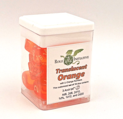 Role 4 Initiative R4I Translucent Orange 15 Dice Set With Arch D4s New RPG D&D