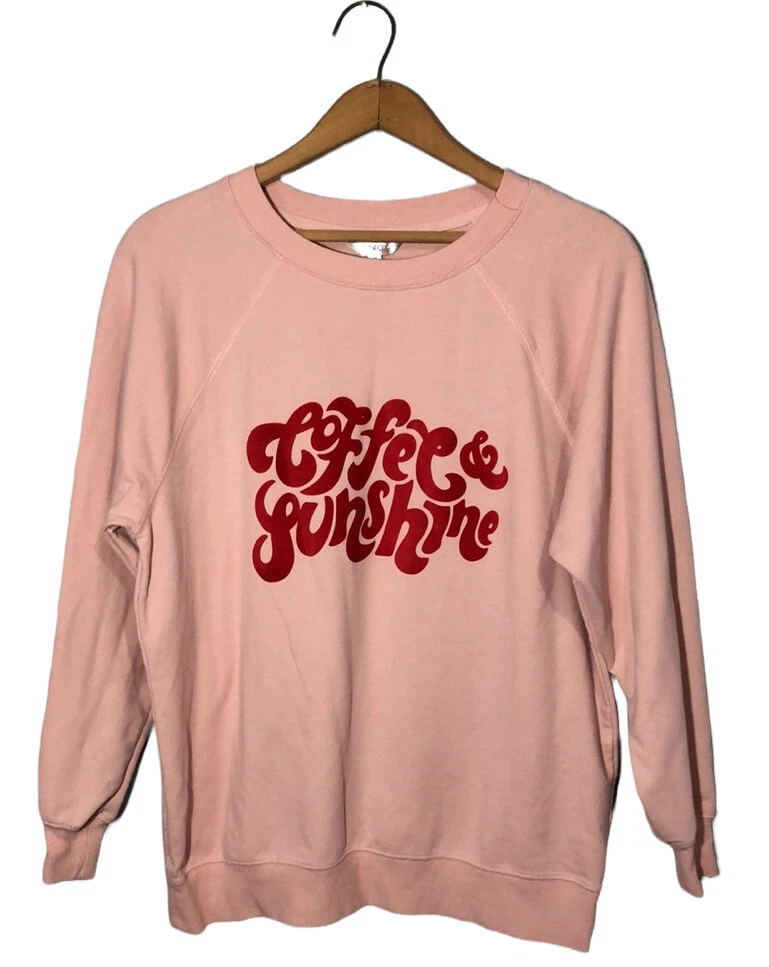 WILDFOX Women s Statement Sweatshirt Coffee Sunshine Pink size Medium