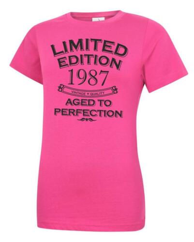36e anniversaire cadeau cadeau année 1987 T-shirt femme à encolure rasée limité d'âge à - Photo 1/6