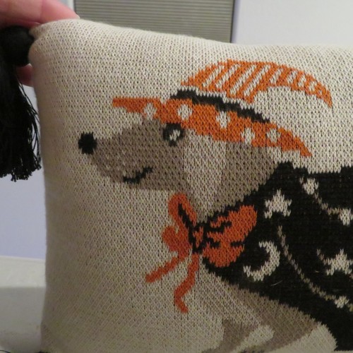 Halloween Decorative Dachshund Dog Witch Tassel Decorative Pillow 10" x 16" NWT - Picture 2 of 8