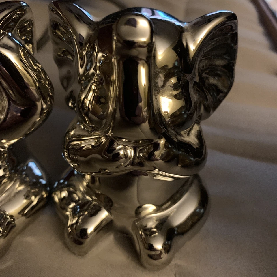 Juego de 3 sillas de estante de cerámica cromadas plateadas años 90 80 glamour Foto 4 de 4