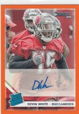 2019 Devin White Donruss ROOKIE ORANGE AUTO SP #342 - Tampa Bay Buccaneers RC