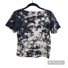 Molo Tie Dye Short Sleeve Knit Top Womens Size 152 Euro Medium Us Black White