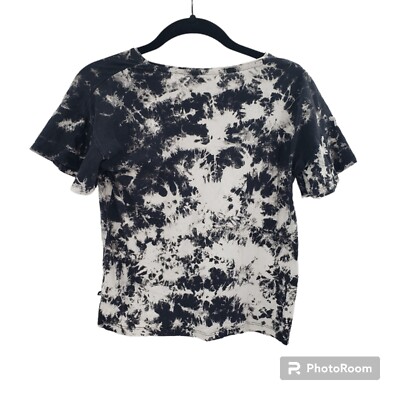 Molo Tie Dye Short Sleeve Knit Top Womens Size 152 Euro Medium Us Black White