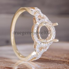 925 Sterling Silver Semi Mount Engagement Ring Round Cut 6.5-7 MM Prong Ring