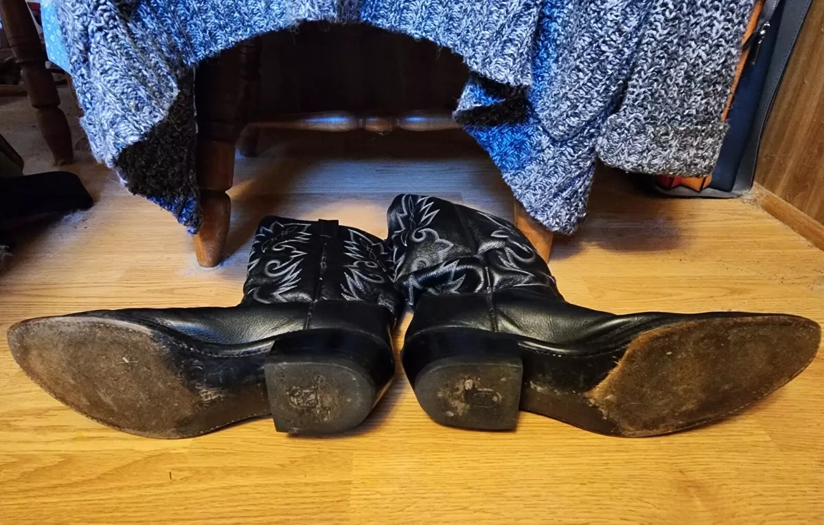 Dan Post Men's Black Leather Western Cowboy Boots Size 9.5 D