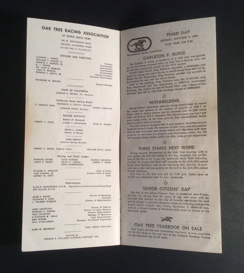 Zapatero Willie Santa Anita 1977 Otoño Clásico Carreras de Caballos Día 3 Foto 2 de 4