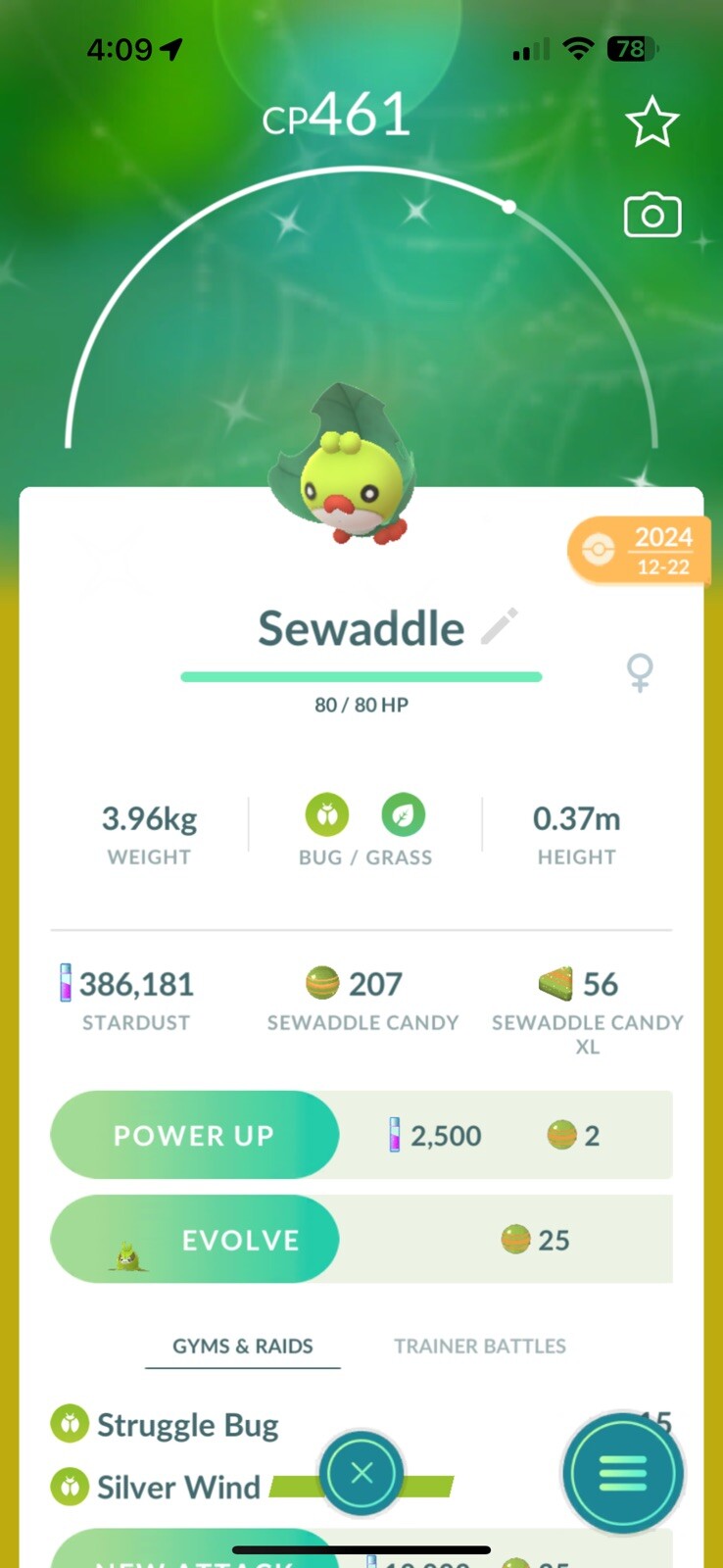 Pokemon GO - Shiny Sewaddle | Registered or 30 Days Friendship Bonus !!