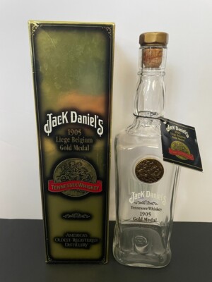 Jack Daniels 1905 Gold Medal empty Bottle/Box/UNREGISTERED Hang Tag/Cork Stopper