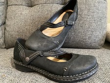 EARTH Brand Alder Women's Sz 8.5B Black Leather  Suede Mary Jane Shoes