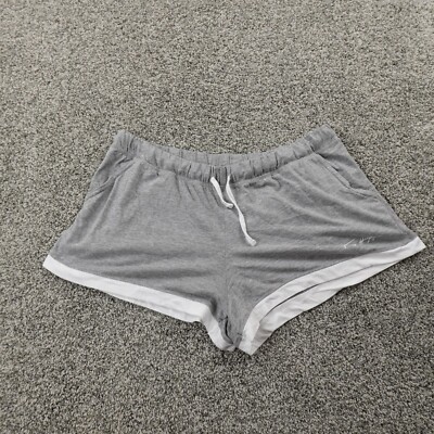 Tommy Hilfiger Shorts Womens L Gray Mini Micro Booty Shortie High Rise Sweat Gym