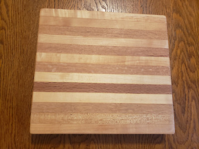 Hand Made Hard Maple & Oak Edge Grain Cutting Block 10.5'' X 11.5'' X 1.75''