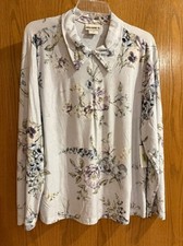 Nicole Z Womens 2X Top Lavender Purple Floral Long Sleeve Pullover Made in USA