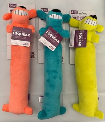 Multipet Loofa Assorted Plush Squeaker Dog Toy Large NWT (3-PACK) Multicolor