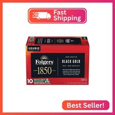 Folgers 1850 Black Gold Dark Roast Coffee, 10 Keurig K-Cup Pods
