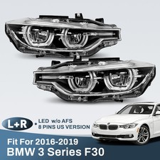 Led Headlight Wo Afs For 2016-2019 Bmw 3 Series F30 320i 340i 330i Lr Pair Set