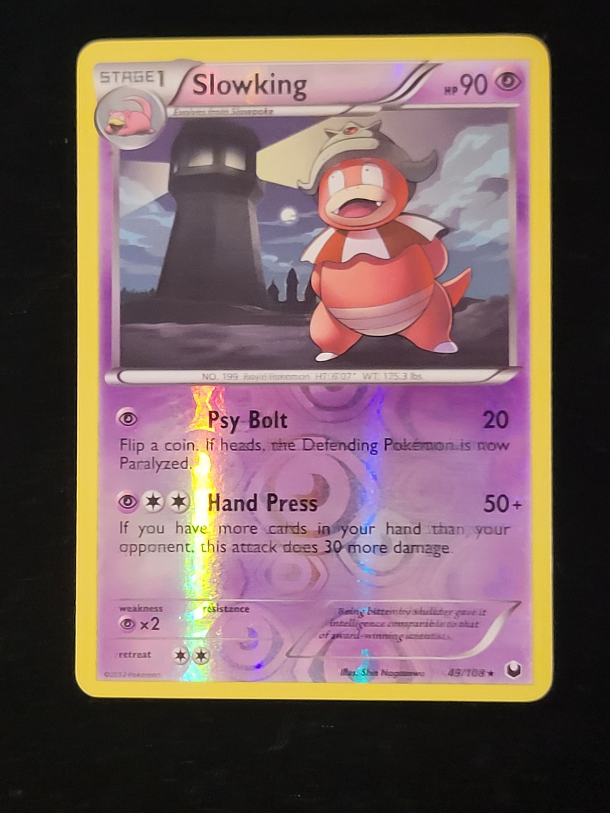 Slowking 49/108 B&W Dark Explorers Pokemon Card Reverse Holo Foil Rare