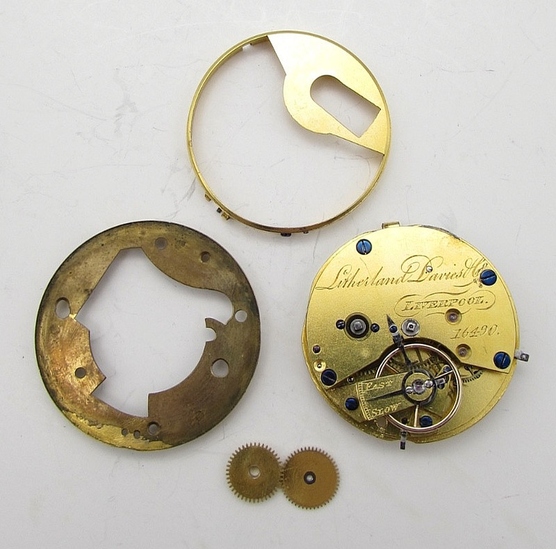 Antique English Pocket Watch Movement Sutherland & Davies Liverpool Working