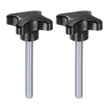 2pcs Star Knobs M10 x 70mm 4-Star Stud Knob Hand Tightening Clamping Screw Black