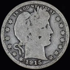 1915-S BARBER QUARTER ✪ GOOD G ✪ 25C SILVER COIN SCARCE DATE Q ◢TRUSTED◣