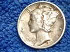 SILVER  MERCURY DIME: SCARCE 1943-D IN VERY FINE CONDITION!