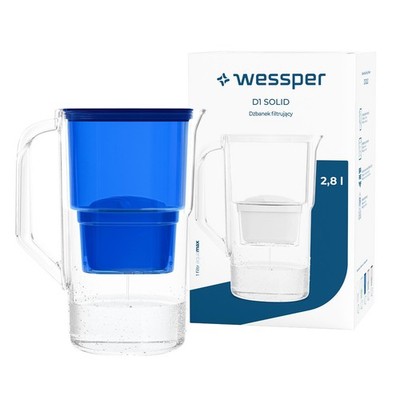 Wasserfilter Kanne Kunststoff 2,8 l Wessper D1 SOLID mit 1-10 Kartuschen blau