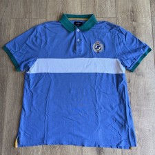 Hackett London Polo Shirt Short Sleeve T-shirt Blue Slim Fit Size L XL Logo
