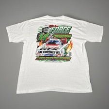 John Force 14X Funny Car Champion Shirt Mens XL White NHRA Drag Racing Anvil VTG
