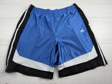 Vtg Adidas Basketball Soccer Shorts Shiny Dazzle Blue Black 2000s Y2K Mens L