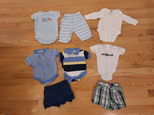 Baby Boys 8 pc lot 0-3m newborn clothes short sleeve Bodysuits Shorts 100 Cotton