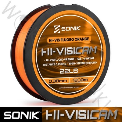 Sonik Hi- Visicam Fishing Line Fluoro Orange 1200m Carp Coarse Mono Hi Viz