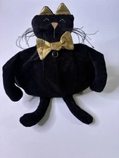 Woof & Poof Black Halloween Cat Plush Gold Bow Tie Nordstrom's