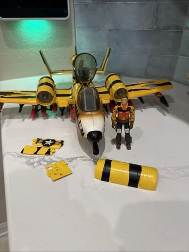 Gi Joe Tiger Force 1988 Tiger Rat Airplane W/ Figure Vintage 95% Complete Hasbro