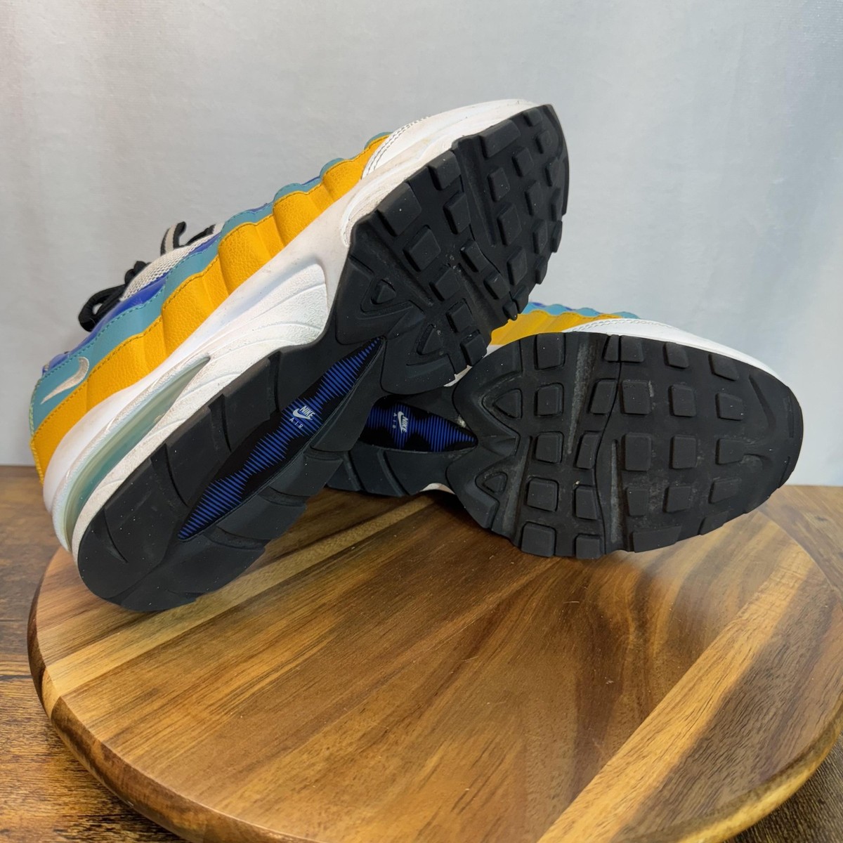 Nike Air Max 95 Shoes Youth Size 7Y White Blue Yellow Teal