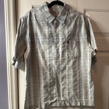 Rip Curl XL Light Blue White Gray Plaid Short Sleeve Button-Up Shirt Men Cotton
