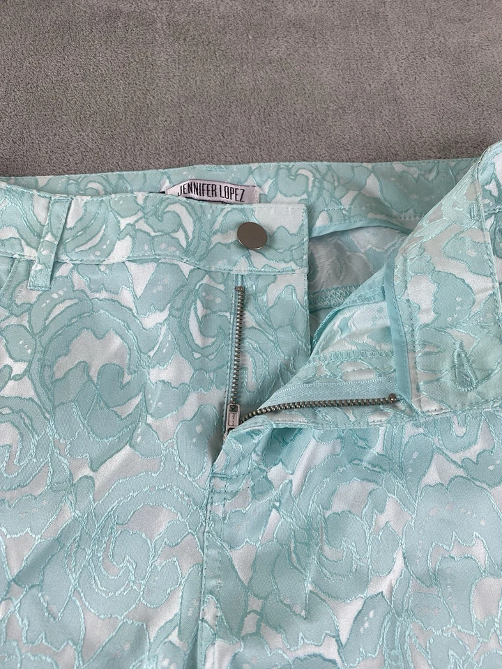 Pantalones cortos informales Jennifer Lopez para mujer talla 6 azul blanco brillante C36 Foto 3 de 4