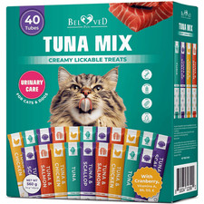 Creamy Lickable Cat Treats Wet Squeeze Tubes 40 Sticks Tuna Mix Liquid Cat