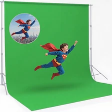 10X20Ft Green Screen Backdrop for Photography, Dual-Size Dual-Pocket Design Chro