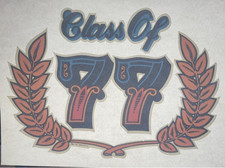 Vintage Class Of 77 Logo Iron On Transfer Colored 8 x11  1977