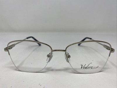 VEDERE VE072 C1 53-17-140 Silver/Blue Metal Half Rim Eyeglasses Frame  080