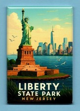 LIBERTY STATE PARK TRAVEL POSTER *2X3 FRIDGE MAGNET*  TOURISM NEW JERSEY STATUE
