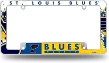 St Louis Blues Metal License Plate Frame Chrome Tag Cover All Over Design...