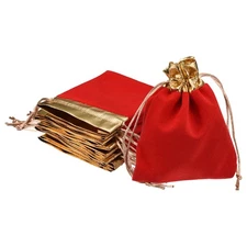 Velvet Drawstring Bags 3.94x4.72 Inch Gift Bags Jewelry Pouches Red 10Pcs