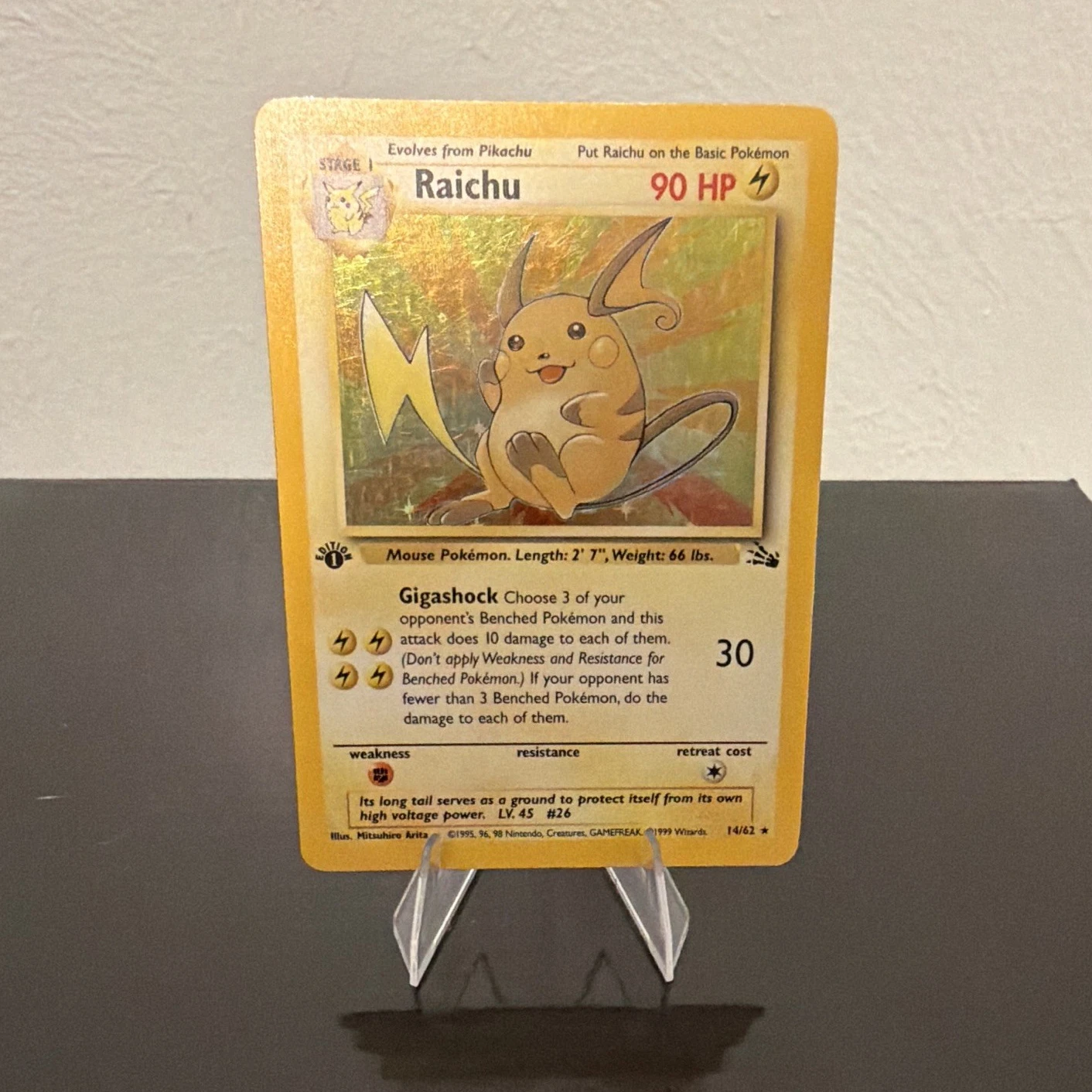 Pokemon TCG 1st Edition Raichu 14/62 Base Set Unlimited Holo Rare 1999 English