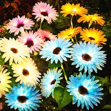4/8 Pack Outdoor Solar Garden Lights with 16 Glowing Daisy Flowers,Garden Lights