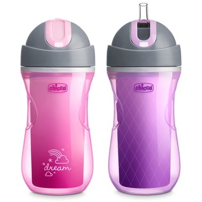 Chicco Double-Wall Insulated Flip-Top Sippy Cup with Silicone Straw and
