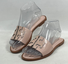 TORY BURCH Sandals Womens 6M Ines Leather Slides Flat Slip On Pink