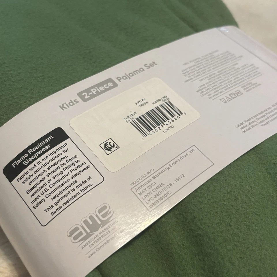 Juego de pijama verde franela personaje Tortugas Ninja adolescentes mutantes Nickelodeon Foto 4 de 4