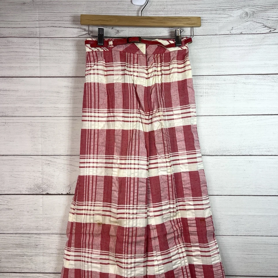 Pantalones de Colección Años 60 70 Tomboy Campana a Cuadros Parte Inferior Talla 9 Rojo Blanco Guinga EE. UU. Foto 4 de 4