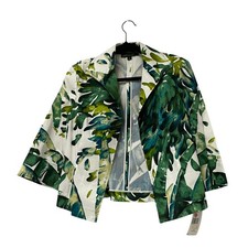 Lafayette 148 New York Womens Blazer Jacket Size 6 Tropical Palm Leaf Print NWT
